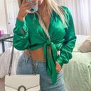 Nasty Gal Kelly Green Silk Top Photo 0