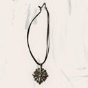 Coldwater Creek  Leather Chain Bronze Gold Silver Floral Motif Necklace Photo 1