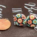 Daisy Vintage 1960s Retro White  Floral Cabochon Stainless Steel Earring Studs Photo 2