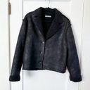 Reformation  | NWOT Stoke Sherpa Lined Suede Jacket in Black Photo 1