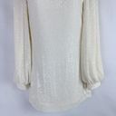 Alexis  Lunia Ivory Cream Sequined Shift Mini Mock Neck Long Sleeve Dress Size XS Photo 4