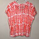 Rachel Zoe  Women’s Linen Floral Leaf Print Orange Cream Button-Up Blouse Photo 5