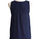 Harvé Benard Harve Benard Blouse Navy Scoop V-Neck Keyhole Sleeveless Top Blouse Small NEW Photo 3