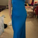 Stella Dallas Blue Satin Maxi Dress Photo 0