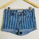 PacSun  Super Stretch Shortie Short 27 Blue Stripe Denim Rolled Cuffs High Rise Photo 1