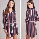 Tularosa  STRIPED LONG SLEEVE JAMES ROPE TASSEL BELT SHIRT DRESS Photo 1