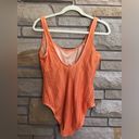 Newport News Vintage  One Piece swimsuit textured crochet 16 orange Photo 6