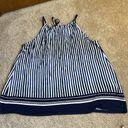 Tommy Bahama  Navy & White Striped Tank With Keyhole Tie Neckline   Size Large Photo 6