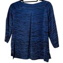 Vince  Silk Blue/Blk Zebra Striped 3/4 Long Raglan Sleeve Blouse Sz Small Photo 1