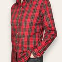 Nordstrom Vintage  Button-Up Shirt Women Plaid Long Sleeve Red Collar Tomboy Work Photo 1