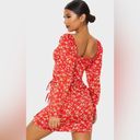 Pretty Little Thing  Red Ditsy Floral Bow Mini Dress Photo 5