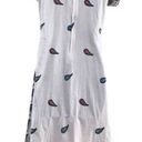 None Embroidered Peacock Feather Dress, Paisley Print White Casual Summer Dress Small Photo 3