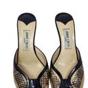 Jimmy Choo  Patent Leather Snakeskin Peep Toe Kitten Keel Sandals Black Size 38.5 Photo 5