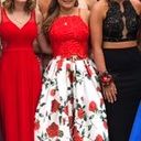 PromGirl Two Piece Red Floral Prom Dress Photo 1