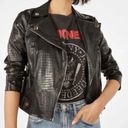 Modcloth * Vegan Croc Embossed Black Leather Moto Rock Jacket Womens Plus Size 1X Photo 0