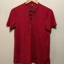 Z Supply  Short Sleeve Criss-Cross Tie Neck Blouse Maroon Size Medium Photo 0