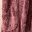 Zenana Outfitters Purple plush polyester long open-front hooded sleeveless cardigan Photo 2