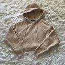 Olivaceous Cropped Knit Cream Hoodie Photo 0