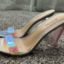 JustFab  Women 8.5 Hanna Transparent Iridescent Heeled Shoes Sandals Photo 4