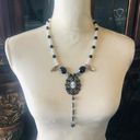 Handcrafted filigree cameo black agate Czech glass pearl necklace Photo 0