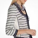 White House | Black Market   Embellished Striped Tweed Fringe Blazer Women's Size 2 Photo 1