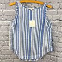 Beach Lunch Lounge Blue Striped Linen Blend Sleeveless Top Size XS Photo 0