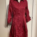 Talbots Shirt Dress Maroon Long Sleeve Fit Flare Midi Knee Length Size 10 Photo 0