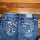 Miss Me  Mid Rise Boot Cut Jeans bling light wash y2k size 30 MISSING BUTTON Photo 6