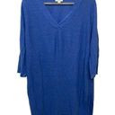 J.Jill  Women Cornflower Blue V-Neck Linen Sweater Tunic Top 3/4 Sleeve Size LP Photo 0