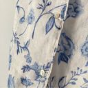 Prairie Rachel‎ Ashwell Pajama Top Linen Toile Floral Print Grecian Blue White Size M Photo 2