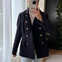 J.Crew  Stadium Cloth Nello Gori Double Breasted Pea Coat Wool Blend Navy Size M Photo 9