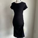 Isabel Maternity by Ingrid & Isabel Short Sleeve Shirred T-Shirt Dress Black Small Photo 2