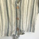 Vanilla Star Jeans Linen Blend Striped Tie Front Shirt Photo 2