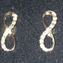 infinity Vintage Gold Tone CZ Rhinestone  Pierced Earrings Photo 3