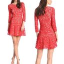 Ruby ERIN Erin Fetherston Lace 3/4 Sleeve Dress,  Red Ling Sleeve Size 0 Photo 1