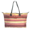 None Striped Weekender Tote Bag oversized yellow red white stripes Photo 3