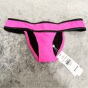 PilyQ  NEO BLOCK PIPED BANDED TEENY Bikini Bottom Pink Black Small S NWT Photo 1