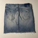 MOTHER Denim  Women’s High Waisted Straight Mini Fray Embroidered Denim Skirt Photo 5