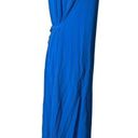 Eileen Fisher  Long Midi Dress 100% Silk Blue Tie Back Waist Split Women's Size S Photo 3