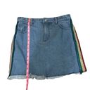 Sans Souci  Denim Skirt Mini skirt rainbow stripe on side 90s vibes Photo 3