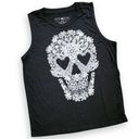 Fifth Sun Black/White Sugar Skull Muscle Tank, Women's S Photo 0