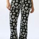 Urban Outfitters Bryn Pull-On Flare Pant Floral Black And White Photo 0