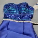 Madison James  Women Dress Size 0 Juniors Blue Elegant Maxi Gown Sultry Strapless Photo 4