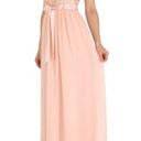 Badgley Mischka Belle  Pink Sequined Chiffon Tie Waist Maxi Formal Gown Size 4 Photo 0