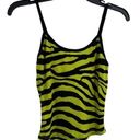 Daydreamer  Zebra Shrunken Green Ribbed Spaghetti Crop Tank XL New Photo 0