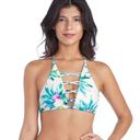 Radio Fiji NEW  Corona High Neck bikini top, Medium, floral cream Photo 0