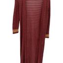 Xxi Boutique  Burgundy Knit Long Sleeve Duster Open Front Cardigan Sweater Medium Photo 0