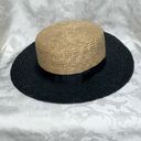 Who What Wear  Black & Tan Color Block Straw Wide Brim Sun Beach Cruise Summer 8” Photo 1