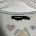 Desigual White Eye Hand Lip Design Longline High-Low Graphic T-Shirt Small S Photo 2