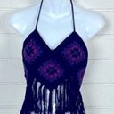 American Vintage Crochet Black Fringe Halter one size Photo 0